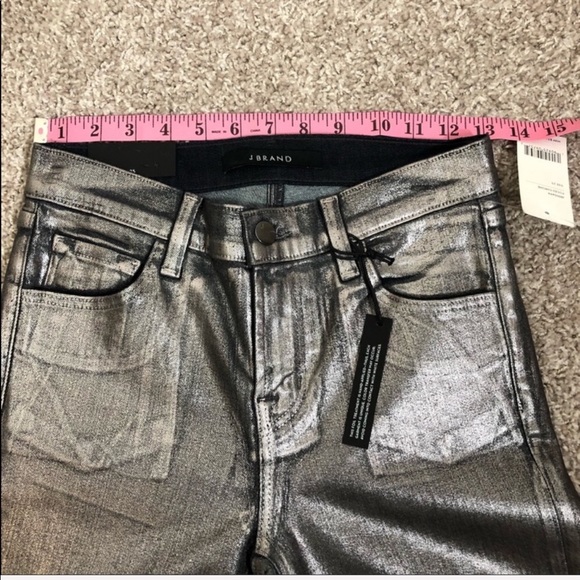 J BRAND NWT Metallic Foil Chrome Selena Jeans - Picture 7 of 14